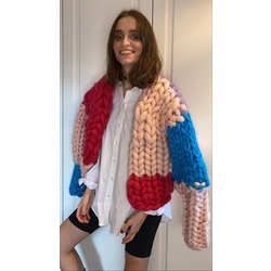 Chunky Knıt Ceket Pink& Blue