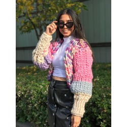 Chunky Knıt Ceket Purple&