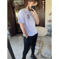 SAVAGE BASKILI BEYAZ OVERSİZE T-SHİRT