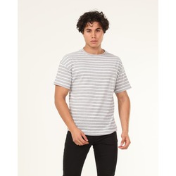 gri çizgili oversize t-shirt