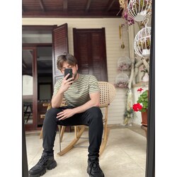 yeşil çizgili oversize t-shirt
