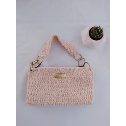 Krem rengi pelüş bucket çanta 