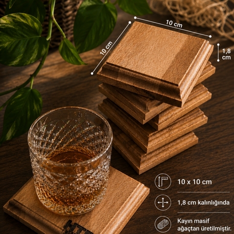 Dekoratif Ahşap Bardak Altlığı 