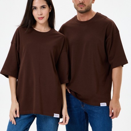 Kahverengi Basic Oversize Tişört (Unisex)