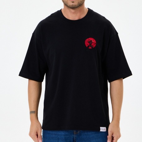 Nakış Detaylı Oversize Tişört Siyah MM (Unisex)