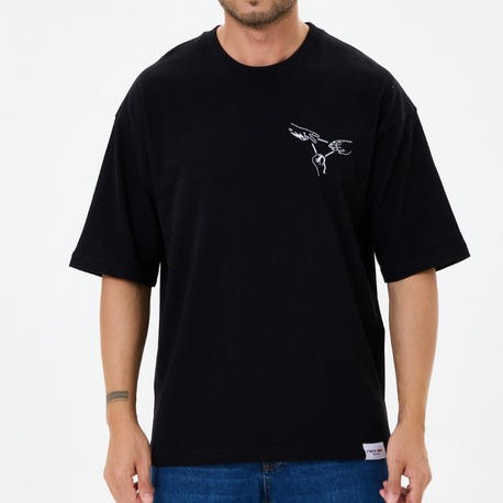 Nakış Detaylı Oversize Tişört Siyah RPS (Unisex)