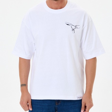 Nakış Detaylı Oversize Tişört Beyaz RPS (Unisex)