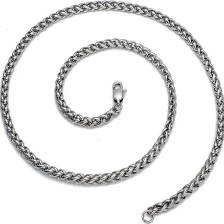 Gümüş Renk Chavin Angelus Lufigo Unisex Erkek Çelik Zincir Kolye 55 Cm