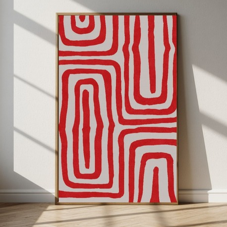 Kırmızı Soyut Duvar Sanatı, Modern Geometrik Yazdırılabilir Sanat Eseri 