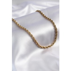 316L Çelik Gold 60 cm Burgu Model Kadın Kolye