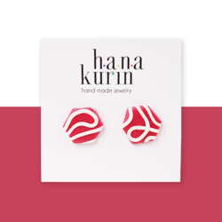 Çizgi Detaylı Pembe Küpe