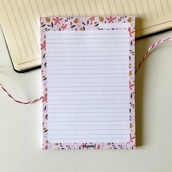 Pembe Çiçek Temalı Çizgili Defter A6