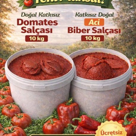 10 KG DOMATES SALÇASI + 10 KG ACI BİBER SALÇASI 