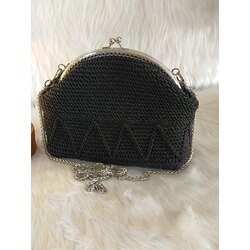 Siyah Gümüş Askılı Clutch