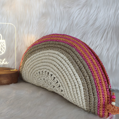 Krem Fuşya Clutch