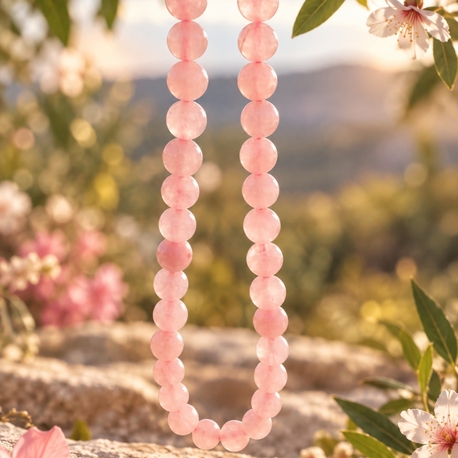 pembe kuvars kolye 6mm