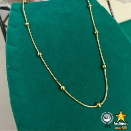 316 L Gold Dorika Zincir Ince Italyan Kadın Çelik Kolye 45 cm - HMÇK-0053 || HM-03-00137-01