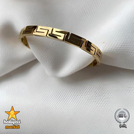 316 L Paslanmaz Greek Model Çelik Bileklik - HMÇB-0070 || HM-03-00135-09