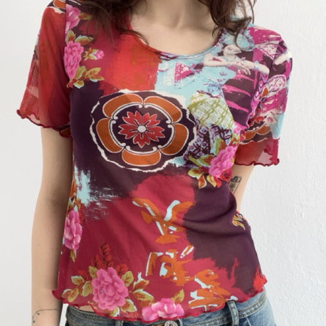 Vintage Transparan Baskılı T-Shirt