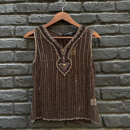 Vintage Transparan Taşlı Bluz