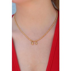 316L Çelik Gold Renk Top Zincir Model Kadın Kolye
