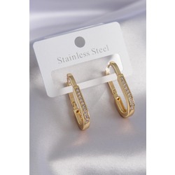 316L Çelik Gold Renk Halka Model Zirkon Taşlı Kadın Küpe