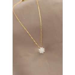 316L Çelik Gold Renk Kristal Lotus Çiçeği Kadın Kolye