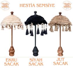 SAÇAKLI DEKORATİF ŞEMSİYE METAL UÇLU (SEPETTE RENK OPS. SEÇİNİZ)