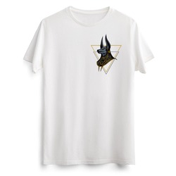 Egyptian Anubis Geometric Beyaz Tişört