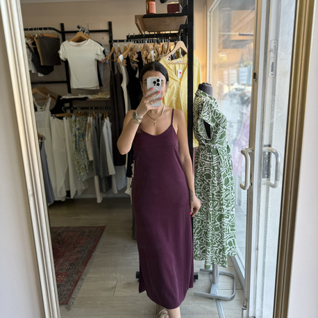 Bordo Oysh Modal Kumaş Askılı Elbise