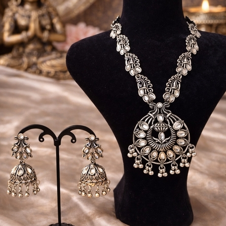 Kundan taşlı oksit takı seti