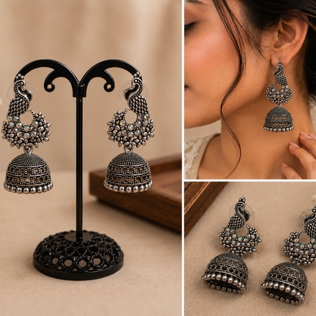 Tavuskuşu jhumka küpe 