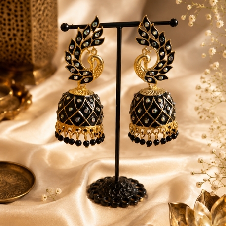 Tavuskuşu jhumka küpe 
