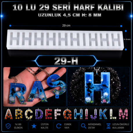 H HARF 10 LU SERİ SİLİKON KALIBI