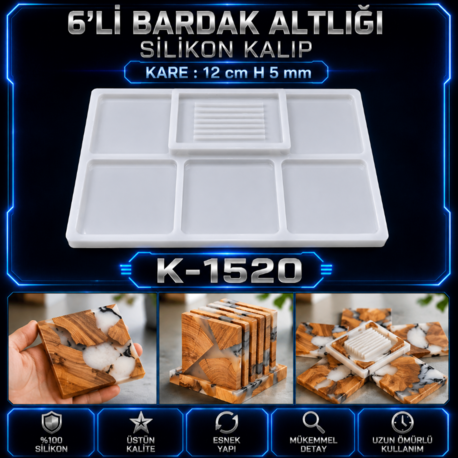  Bardak Altlığı Seti Kare 