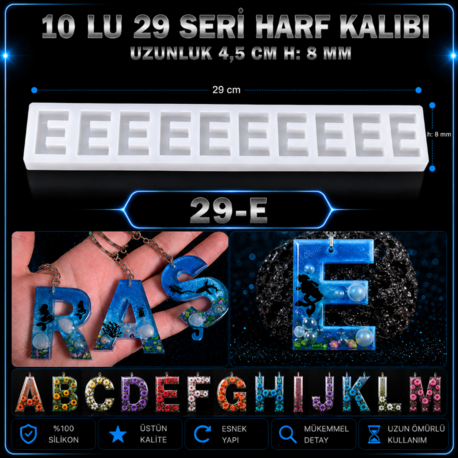 E HARF 10 LU SERİ SİLİKON KALIBI