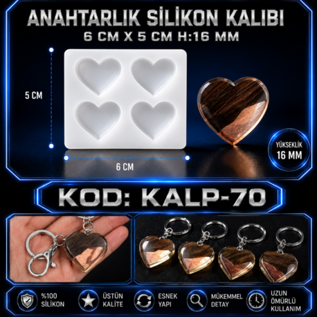 ANAHTARLIK SİLİKON KALIBI KALP 70