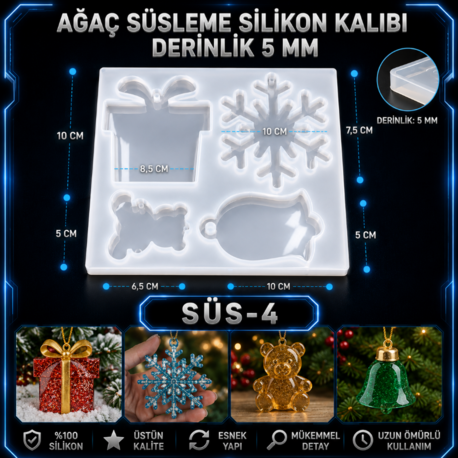 Ağaç Süs Kalıbı Kar Tanesi 