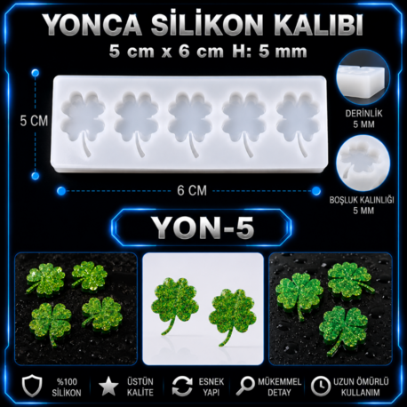 YONCA YAPRAĞI 5 Lİ SİLİKON KALIP YON-5