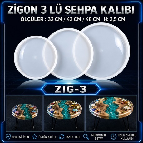 Zigon 3 lü Sehpa Silikon Kalıbı 