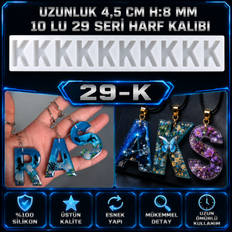 K HARF 10 LU SERİ SİLİKON KALIBI