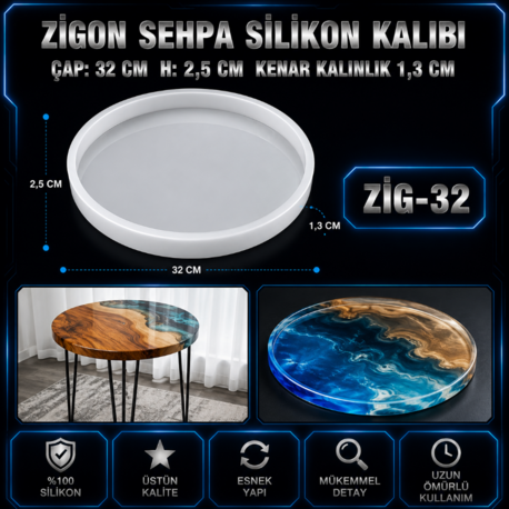 Küçük Silikon Sehpa Kalıbı 32 cm