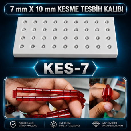 Pinli 7×10 mm 36 lı KESME Tesbih Silikon Kalıbı