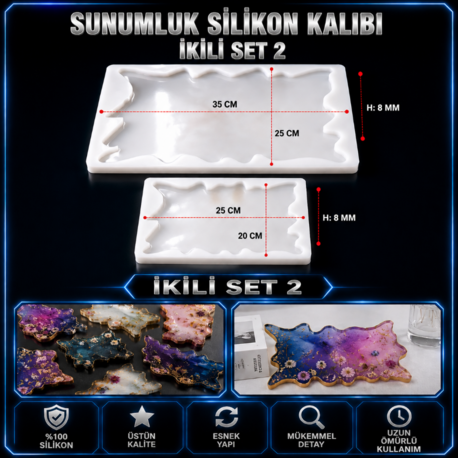 Sunumluk Dikdörtgen Tepsi Silikon Kalıp 