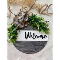 Kapı Süsü - Dış Kapı Süsü Welcome - Kapı Önü Aksesuarı Syh.kareli