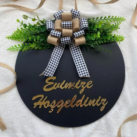 Ahşap Kapı Süsü Evimize Hoşgeldiniz 30 cm