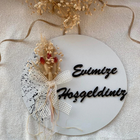 Ahşap Kapı Süsü Evimize Hoşgeldiniz 30 cm