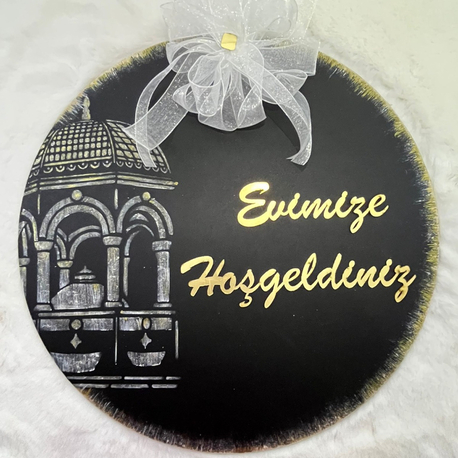 Ahşap Kapı Süsü Evimize Hoşgeldiniz 30 cm
