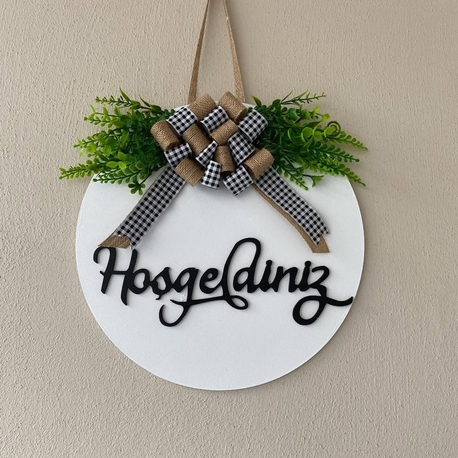 Ahşap Kapı Süsü Hoşgeldiniz 30 cm