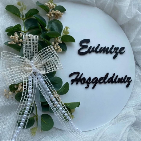 Ahşap Kapı Süsü yapay çiçekler 30 cm Okaliptus yaprağı 